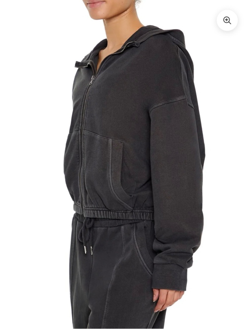 Forever 21 Dark Charcoal Zip-Up Hoodie - Picture 3 of 7